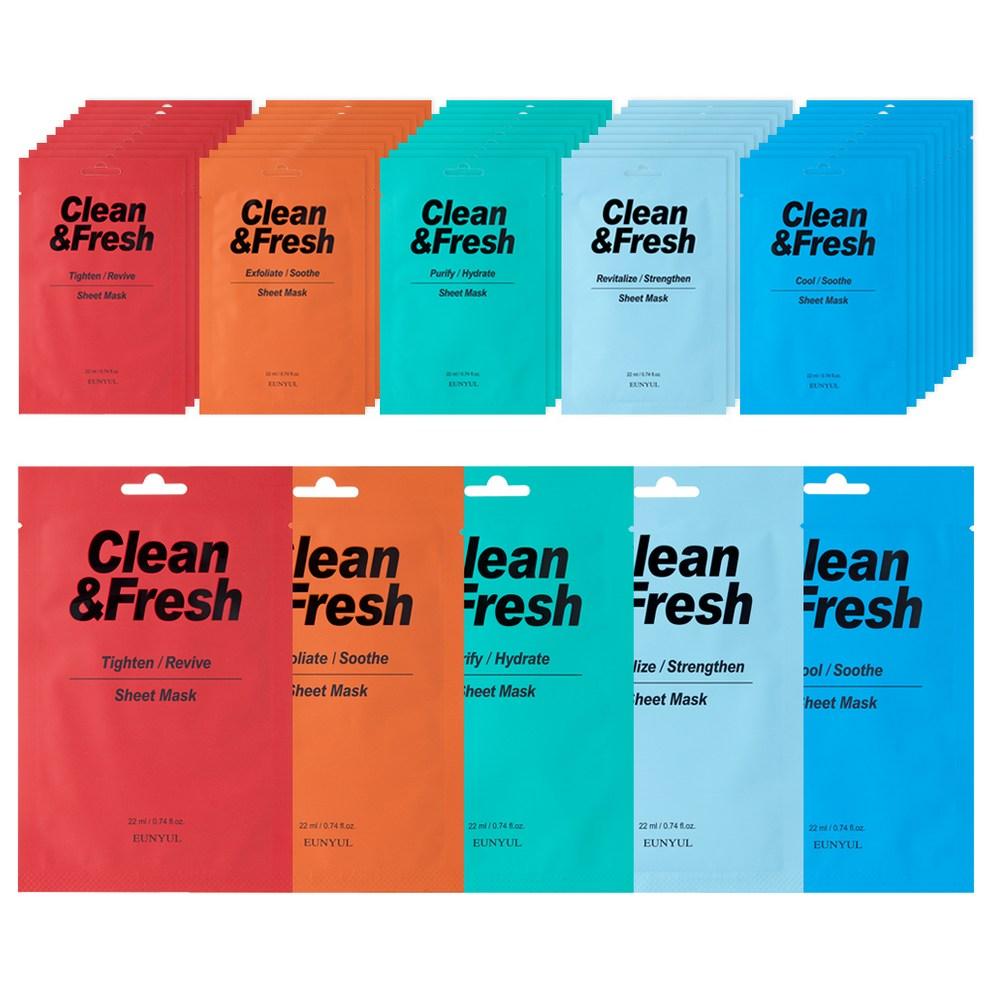 Eunyul Очищающая и освежающая тканевая маска Увлажняющая 5 видов x 10 шт. Набор