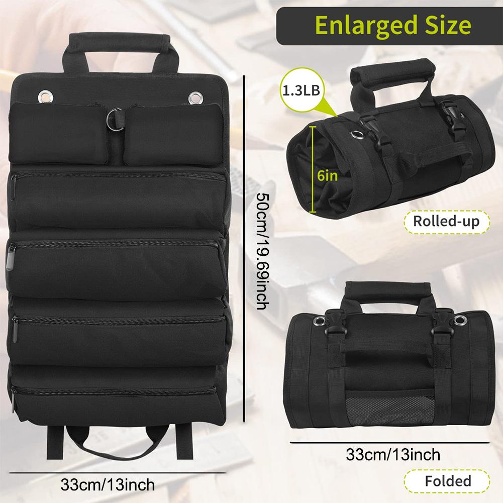 Multifunctional Roll Up Tool Bag Large Capacity Oxford Hanging Tool Bags Wear-Resistant Electrician Hardware Tools Organizer