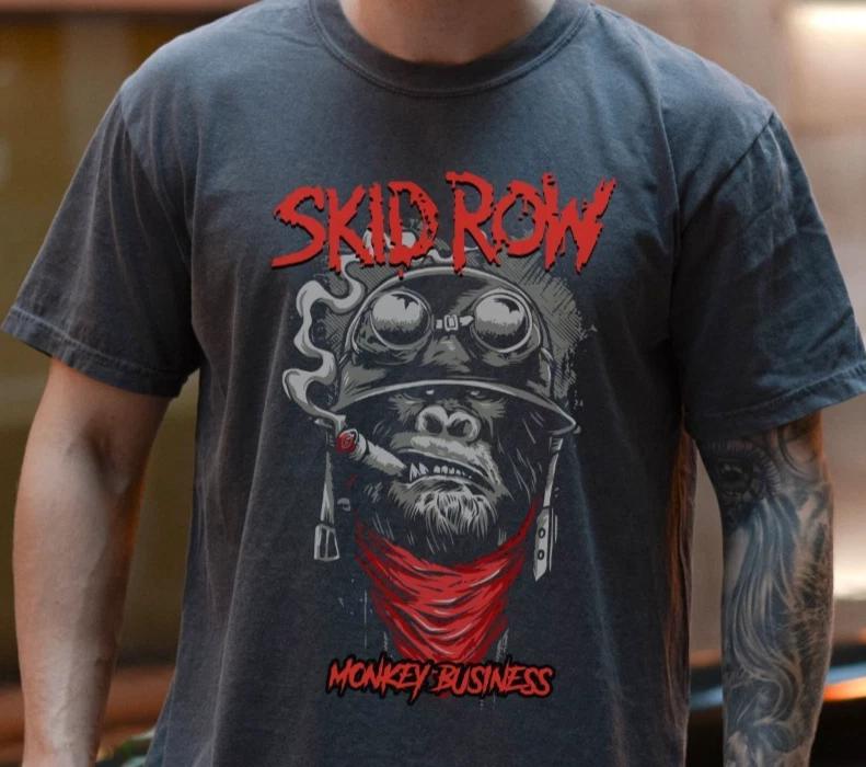 Skid Row Monkey Business T-Shirt Heavy Metal on Vintage Black Comfort Colors Tee S