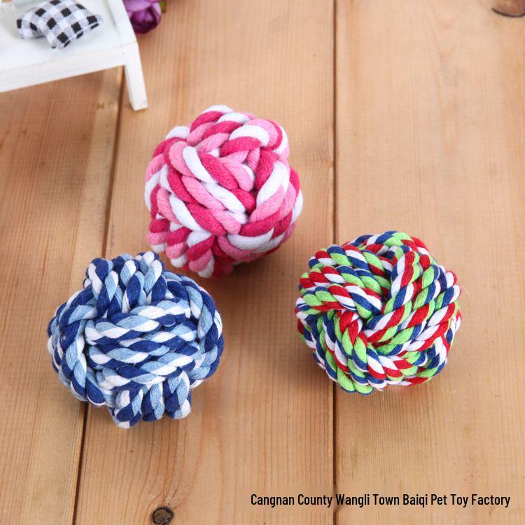 Pet Durable Rope Ball - Bite-Resistant Cotton Toy for Teeth Cleaning