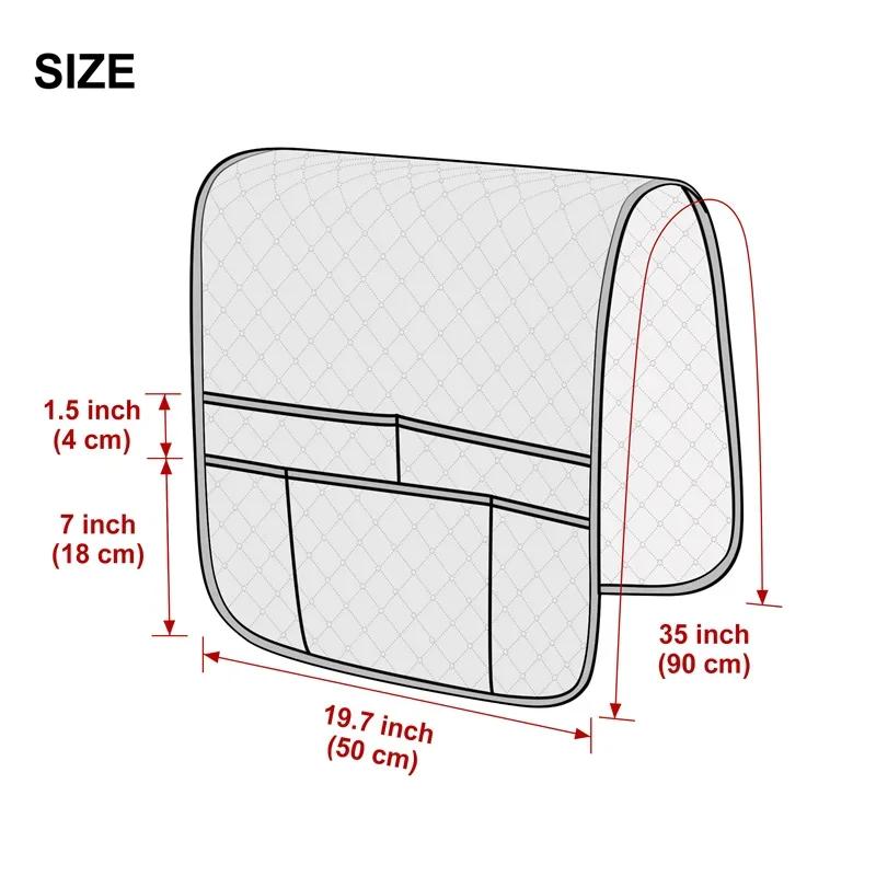 Double Pocket Sofa Side Cover Water Repellent Sofa Armrest Slipcover Solid Color Dust-proof Chair Armrest Storage Bag for Home
