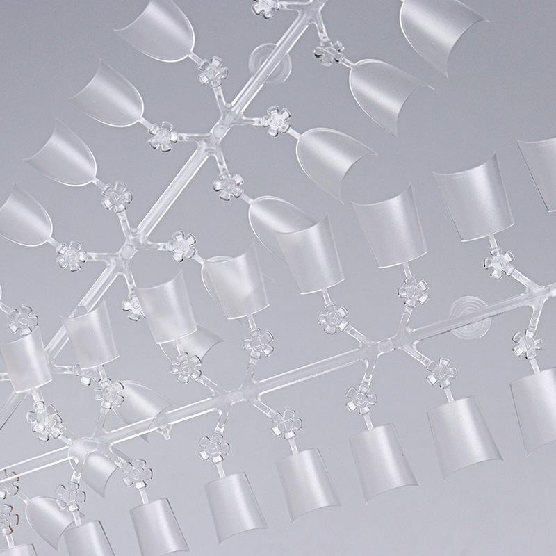 Traceless Oval Flower Nail Tips - Frosted Half-Cover