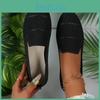 Round Solid Womens Toe Fashionable Color Flats Shoes Slipon Breathable Soft Sole Lightweight Elastic Knit Upper Versatile Casual Shoes