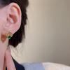 Korea Dongdaemun Emerald Zircon Stud Earrings Women's Simple Niche Temperament Circle Earrings Retro Fashion Ear Jewelry