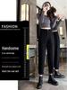 2025 Winter Black Velvet Thickened High-Waist Slimming Loose Harem Jeans for Petite Women
