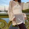 Harajuku Lochmuster Strickpullover Rundhalsausschnitt Herbst Vintage Fee Grunge Oberteil Mode Retro Pullover