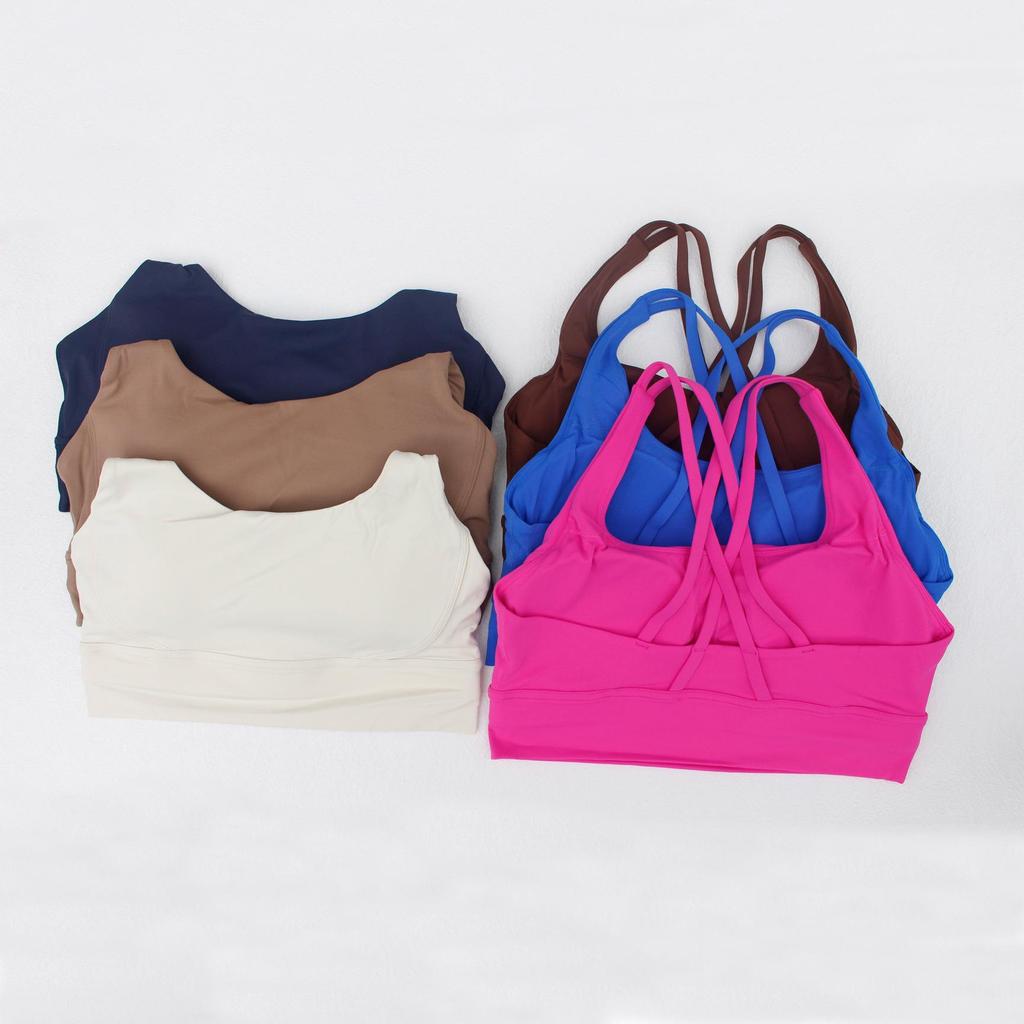 Lulu Yoga Fitness Crossback Nude Sports Bra for Women – Shock Absorption, Stylish, Gathered Design