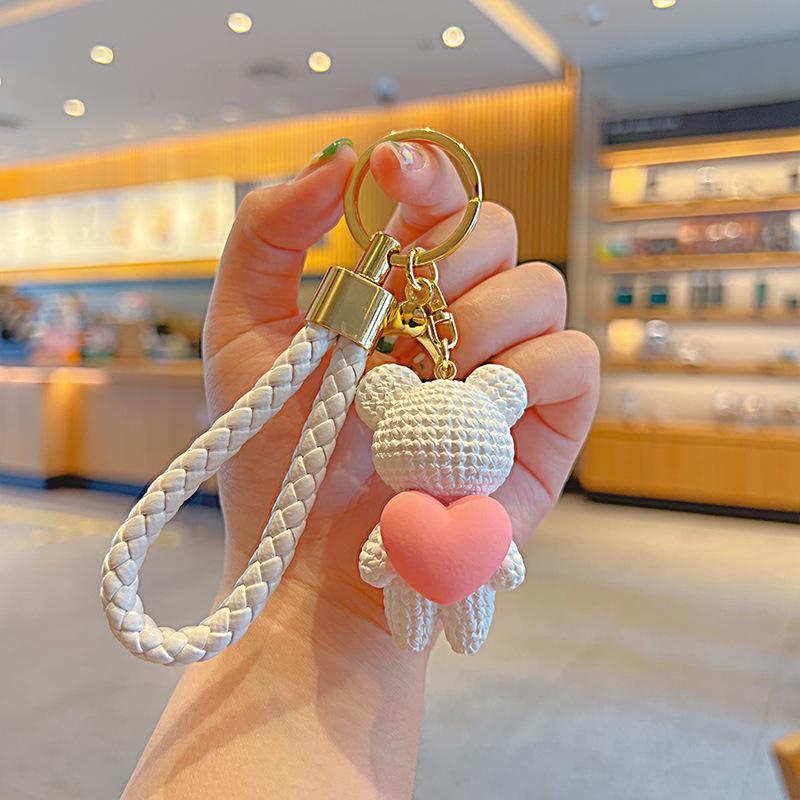 Cartoon Love Bear Doll Keychain Girl Exquisite Cute Pendant Schoolbag Pendant Car Key Chain
