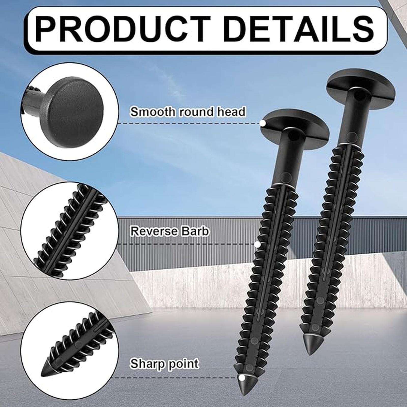 

3 Inch Vinyl Shutter Fastener Window Panel Peg Pin Pegs Screws Shutter Spikes Anchor (Black) one size чорний