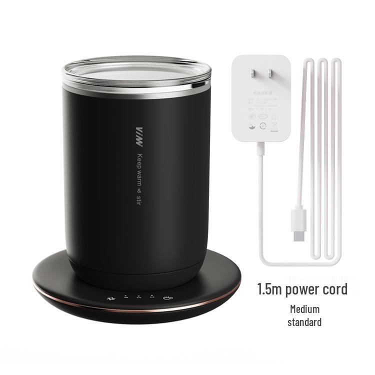Tazza Riscaldante Magnetica Auto-Mescolante 2-in-1 in Acciaio Inossidabile con Controllo Intelligente della Temperatura e Design a Doppia Parete