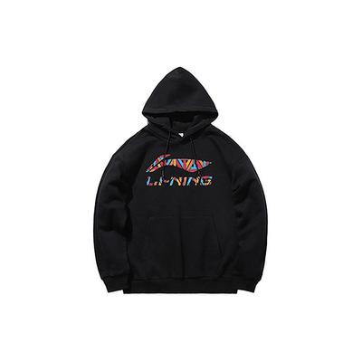 Li Ning Logo Sportlich Lässig Bedrucktes Langarm-Sweatshirt Herren Sweatshirt Schwarz AWDS441-1