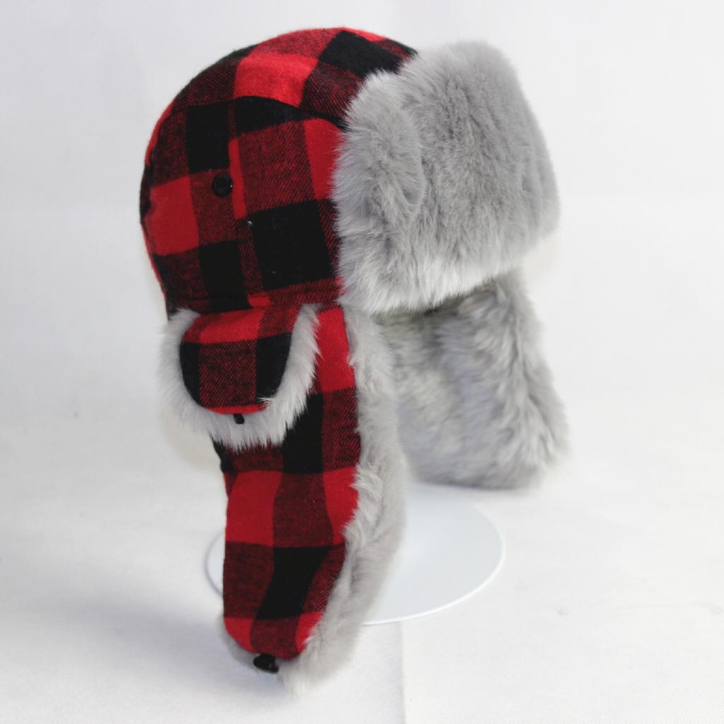 New Plaid Lei Feng Hat Direct Sales Supply Hat Thickened Warm Hat Winter Ear Protection Small