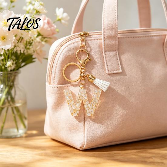 Lightweight Keychain Pendant, Letter A-Z Charm with Tassel, Alphabet Car Decoration Initial Metal Keyring for Handbag Backpack Bag Pendant Accessory