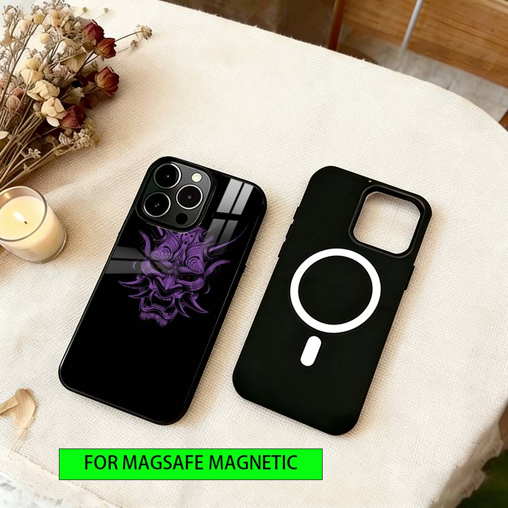 

Hannya Mask Phone Case For iPhone17,16,15,14,13,12,11 Plus,Pro Magnetic with Magsafe Wireless Charging iPhone15Plus