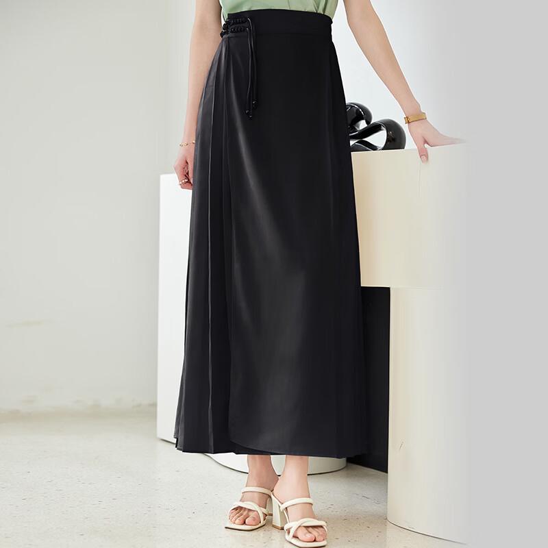 VICTORIA&VERA New Chinese Style Pleated A-Line Skirt M