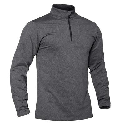 TACVASEN Outdoor Active and Dark Size 3XL Men's Shirt, Casual, Fall/Winter, Stretchy, Fleece-Lined, Simple, Zippered, Gray,