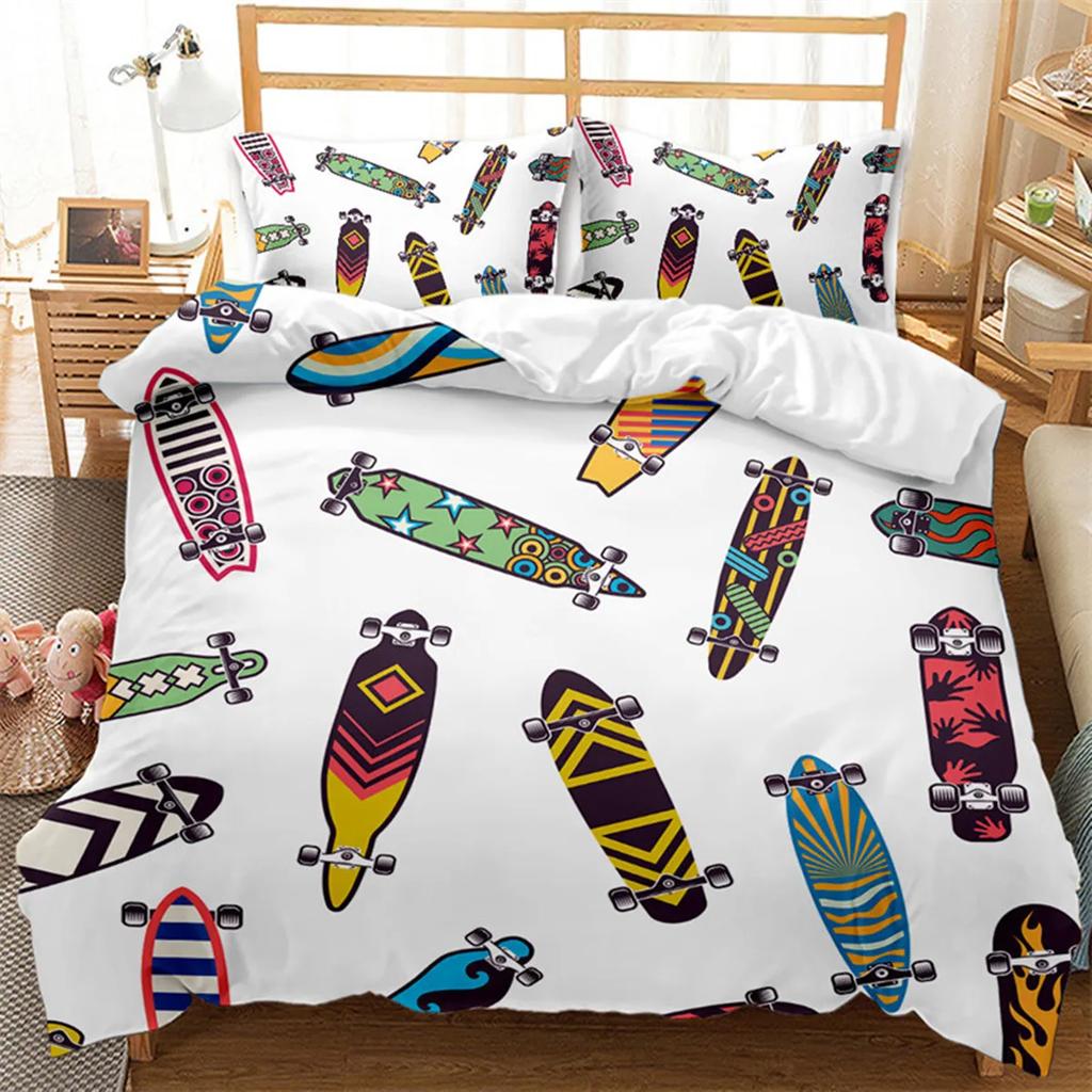 Extreme Sports Game Skateboard Soft Duvet Cover Spaceman Comfortable Quilt Cover Carton Skateboard for Children Ten Boy for Bedrom Decoration