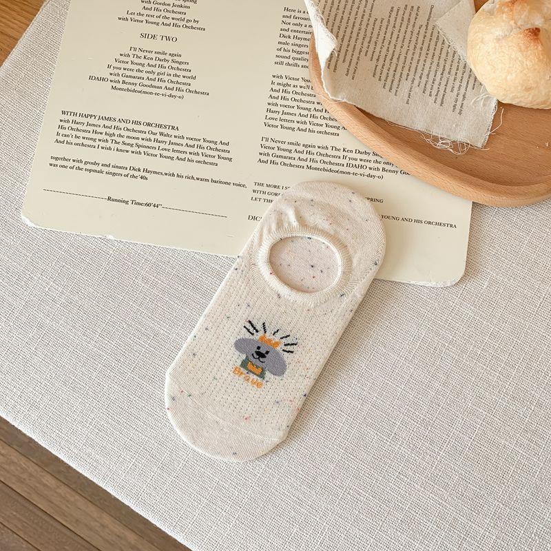 Female Summer Thin Cotton Cute Cartoon Invisible Silicone Non Slip Non Drop Heel Socks