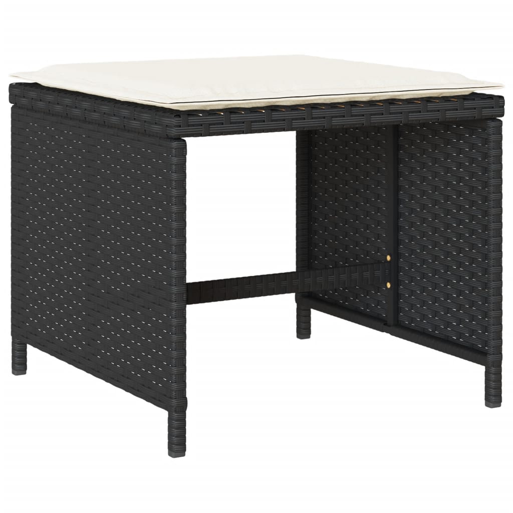 Vidaxl 13-Cz. Garden Furniture Set, Cushions, Black, Rattan PE