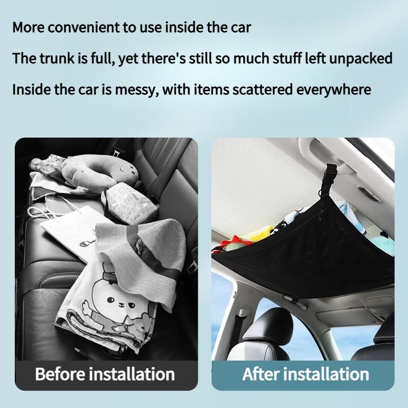 1PC car storage bag, car ceiling storage network, self-driving travel supplies, storage hanging bags, car storage bags suspended in the car