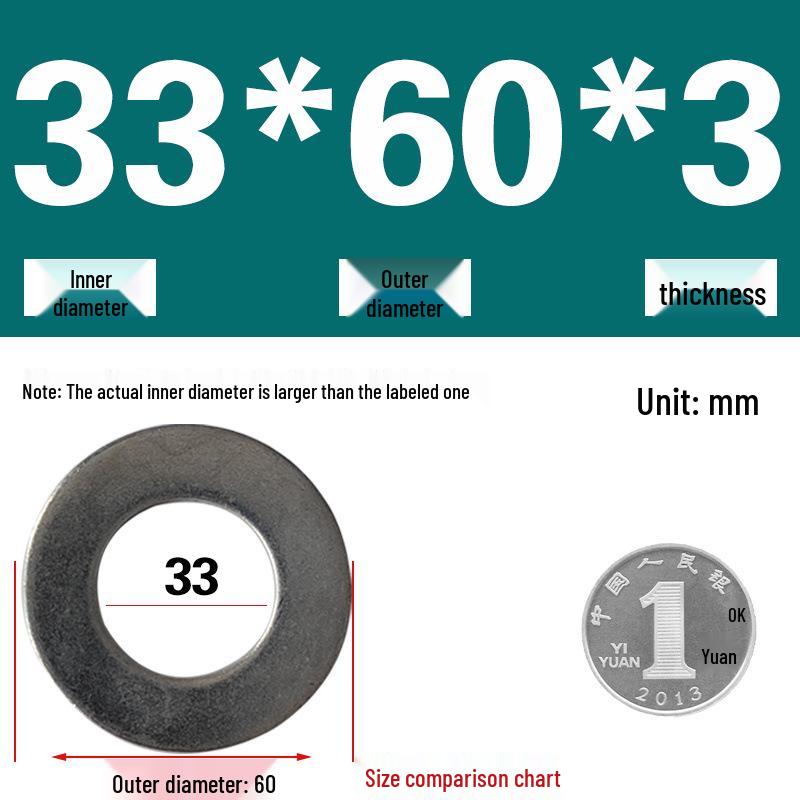 Galvanized Metal Flat Washer - Thin, Thickened, Enlarged Edge, Round, Sizes M3 to M10