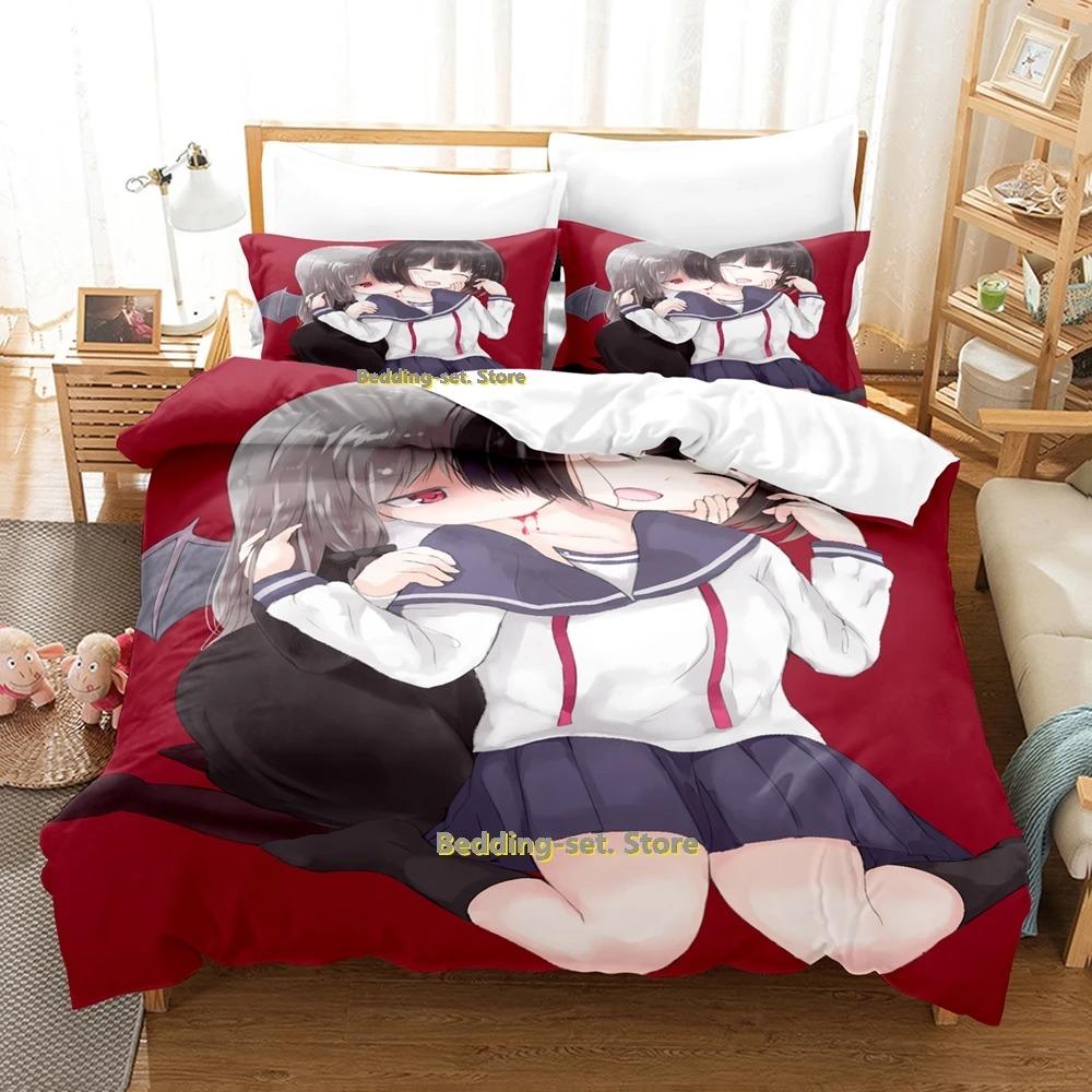 Tonari No Kyuuketsuki-san Zestaw Pościeli Pojedynczy Bliźniak Pełny Queen King Size Zestaw na Łóżko Dorosły Dziecko Sypialnia Zestawy Poszewek na Kołdrę Anime Łóżko