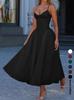 New Pure Desire French First Love Temperament Coffee Break Straps Pleated Waist Solid Color Suspender Dress