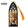 Transparent Acrylic Bookmark Stained Glass Art Bookmark, Halloween Dark Aesthetic Book Mark, Clear Page Marker with Tassel, Gifts for Readers & Lovers