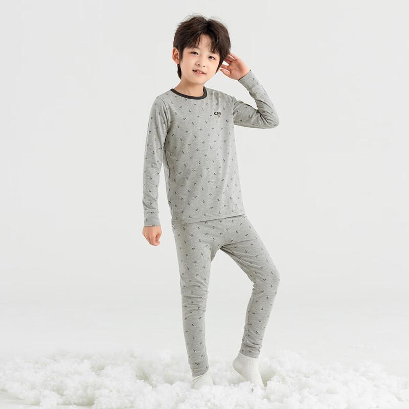 Duoduo Boys  7A Antibacterial Bear Print Thermal Pajama Set 120