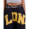 LUXEON American-style Street Letter Printed Jeans, Straight-leg Trendy Brand Loose Denim Pants