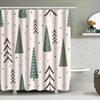 Vintage Christmas Trees Shower Curtain Set Green Forest Decor With Pine Cones For Bathroom Decor In White Waterproof Fabric (Siz