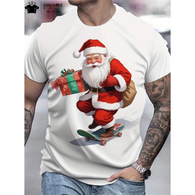 

Мужская футболка с принтом Санта-Клаус и пиво, летняя повседневная футболка с коротким рукавом, модная и забавная футболка, мужская одежда оверсайз XXL