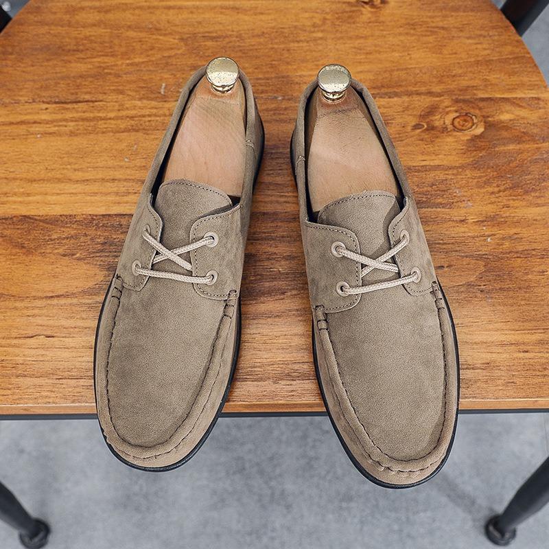 New Doudou shoes men's matte leather casual versatile men's shoes green trend driving non-slip lazy shoes