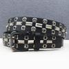 Double Needle Chicken Eye Hole Rivet Belt Leather Star Hollow Belt Goth Heavy Industry American Belt