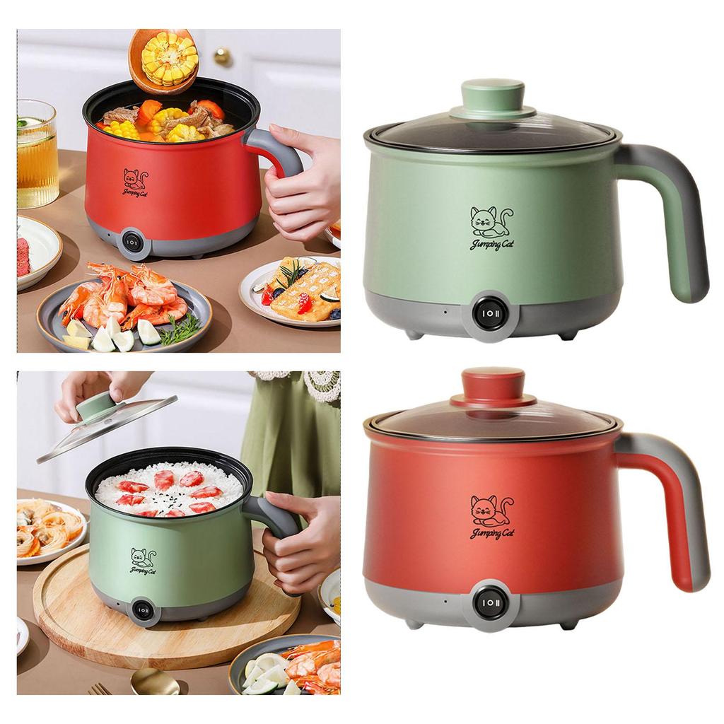Electric Pot Frying Pan Household Mini for Dumpling Soup Oatmeal Gray Green