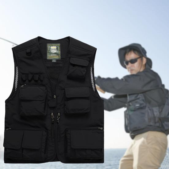 Fishing Vest Detachable Multiple Pockets Multipurpose Soft Comfortable Breathable Air Holes Jacket Multifunctional Outdoor Vest for Travel