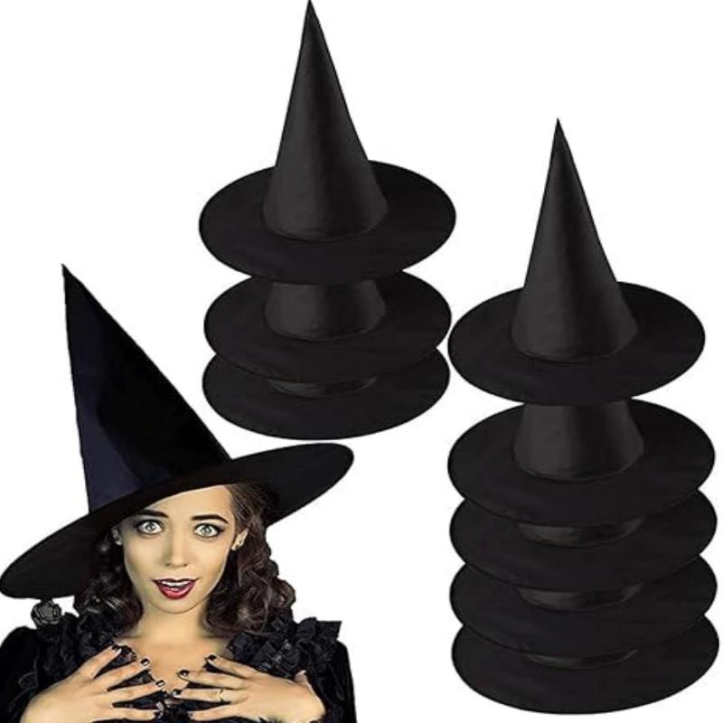 Classic Black Witch Hat Unisex Adult & Kids Wizard Hat for Halloween Cosplay Costume & Masquerade Party Carnival Decoration