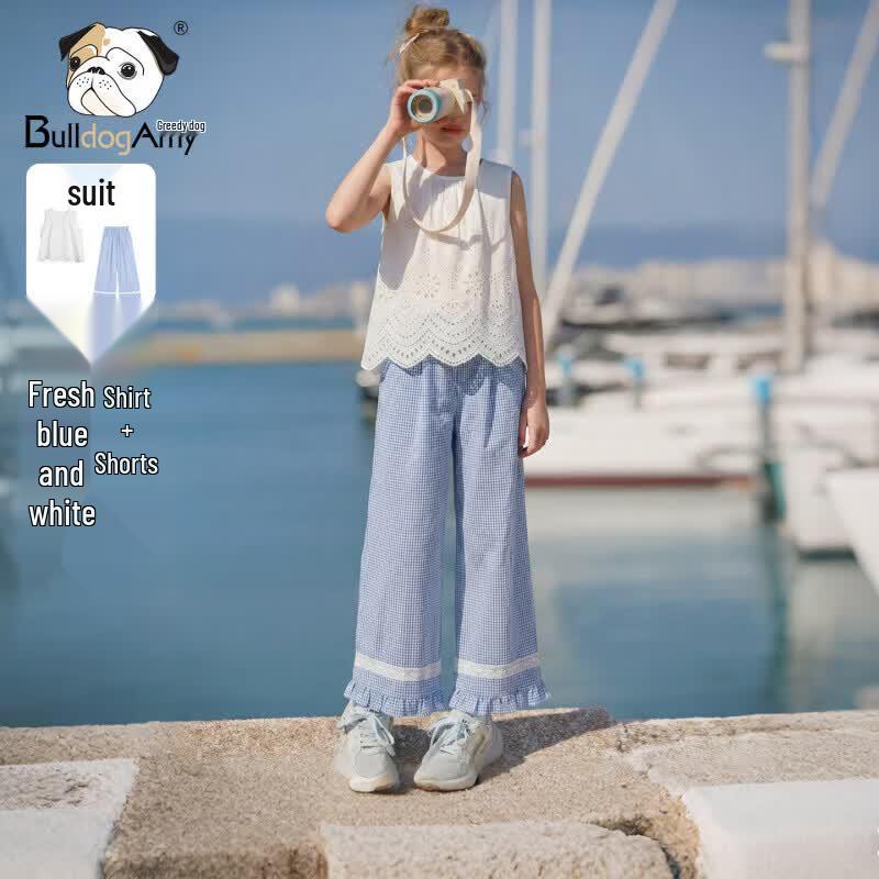 Chanzuigou Girls Summer Shirt & Wide-Leg Pants Set 170 cm