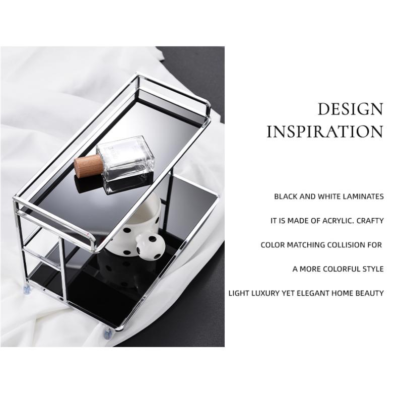 Metal Desktop Layered Storage Rack Double-Layer Desk Storage Rack Bathroom Cosmetics Storage Rack for Living Room Entrance Hall Kitchen and Bathroom
