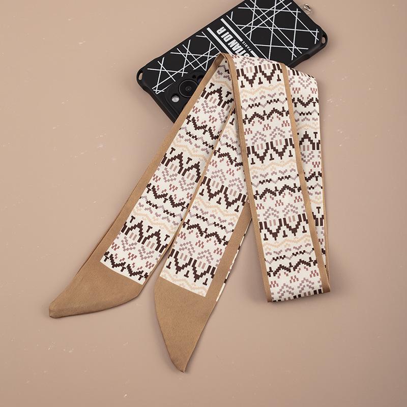 

Шарф в гусиную лапку: Элегантная полиэстеровая лента для украшения сумки или волос с модным акцентом. 90 cm