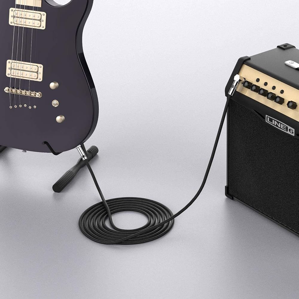 Feych Guitar Cable 1m S-L Plug High Durability Nylon Instrument Shield for Bass Keyboard Amp Drum