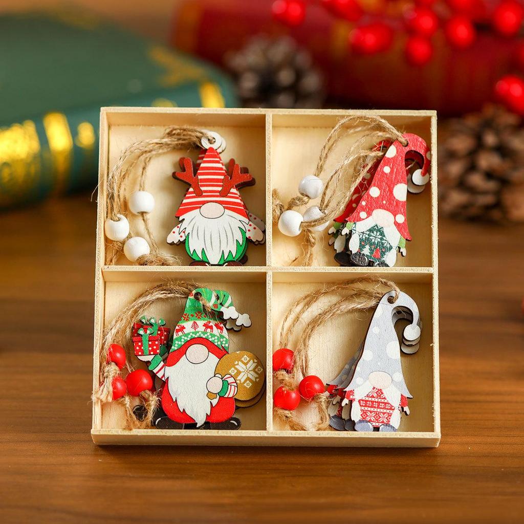 Wooden Painted Christmas Pendants Box - Ornaments & Small Gifts