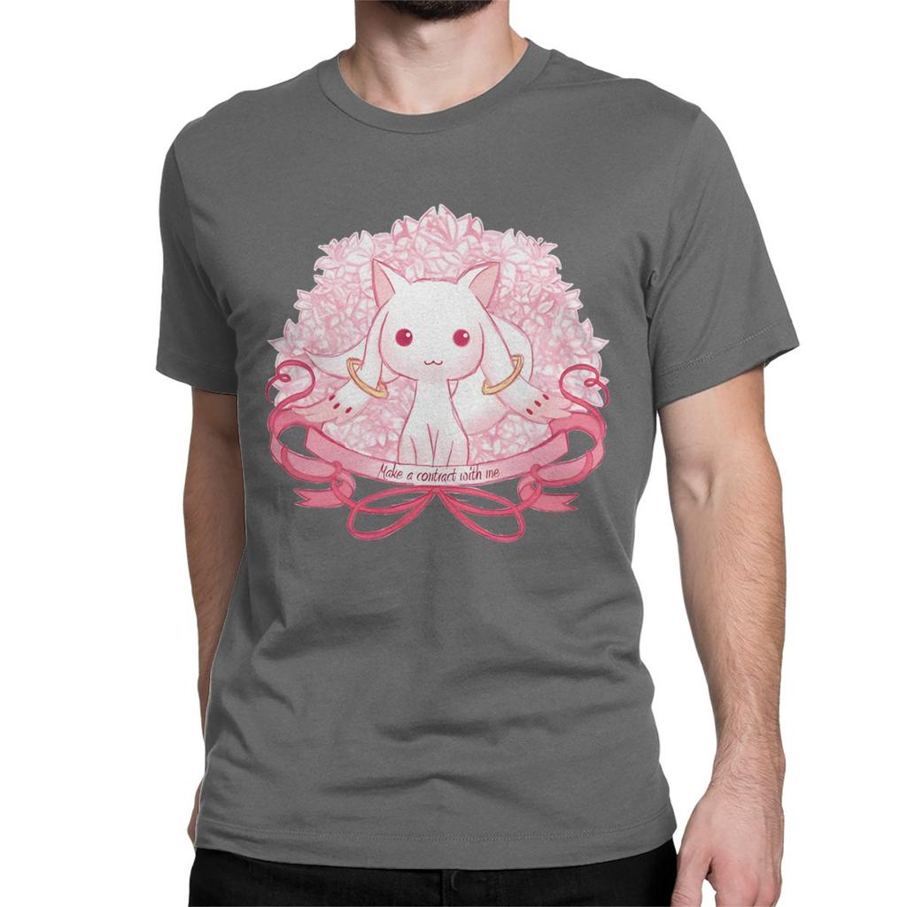 Cute Kyubey Puella Magi Madoka Magica T Shirts Men Women Pure Cotton T-Shirts Anime Tee Shirt Short Sleeve Clothing Printed