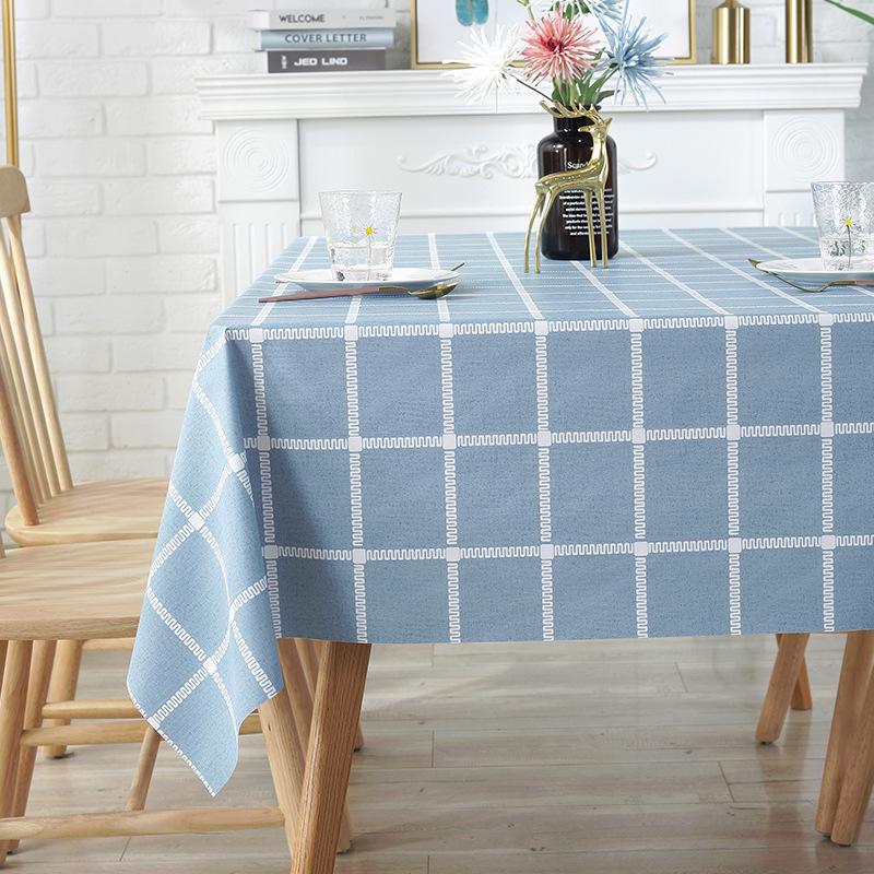 PVC Tablecloth Waterproof and Oil-proof Small Fresh Plaid Wash-free Ins Style Rectangular Tablecloth Coffee Table Table Mat Simple Tablecloth