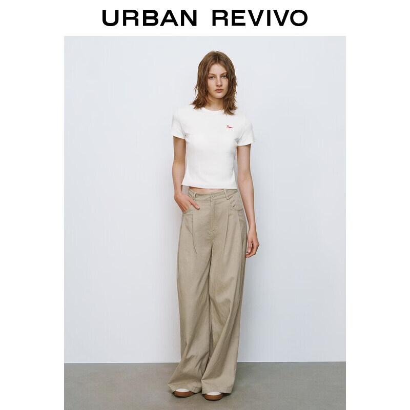 UR2026 Women s Urban Casual Pleated Straight Wide-Leg Pants XXS