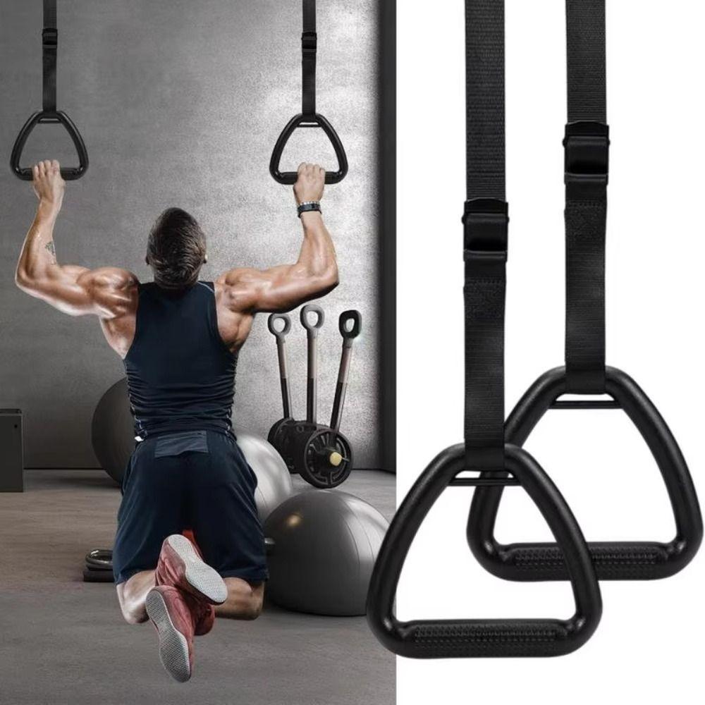 Adjustable Straps Gymnastic Rings Non-Slip Strength Training Ring Pull Up Handle Rings  Kids Toy