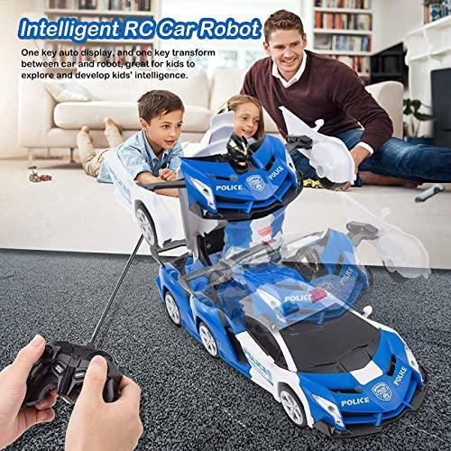 WEECOC. Multifunctional RC Car, Electric RC Car, Toy Car, Transforms into Robot, High Stability, Shockproof, Kids Toy, Popular Gift (Blue, Rechargeabl