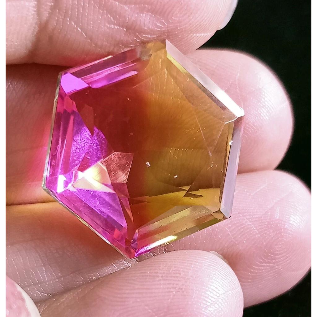 Natural Hexagon Tourmaline Bi-Color Fancy Cut 22+ Ct Stunning Gemstone