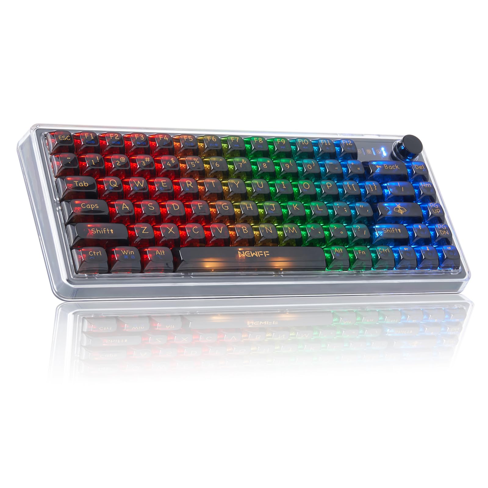 

SUEHIODHY 75% Hot Swap Mechanical Keyboard Wireless Backlit RGB Clear K60 Keyboard Cherry Profile Shine-Through Transparent Keyboard Keycaps with VIA
