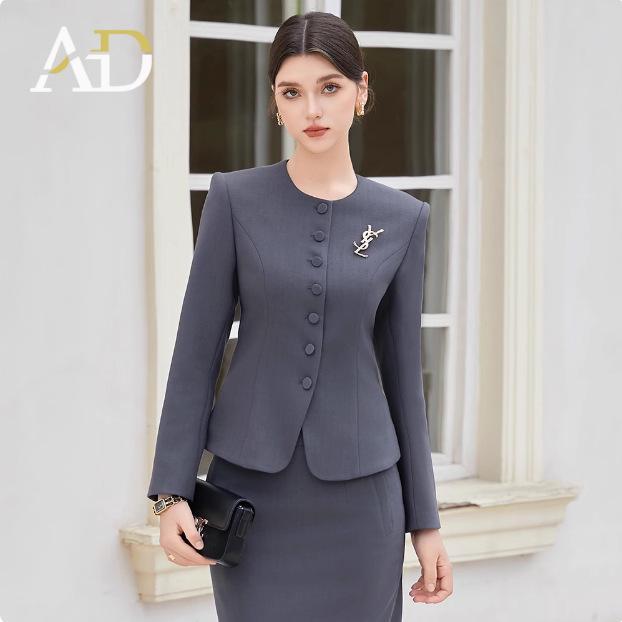 

Весенне-осенний ретро костюм с круглым вырезом и облегающим силуэтом: Профессиональная одежда ведущего/анонсера XXL